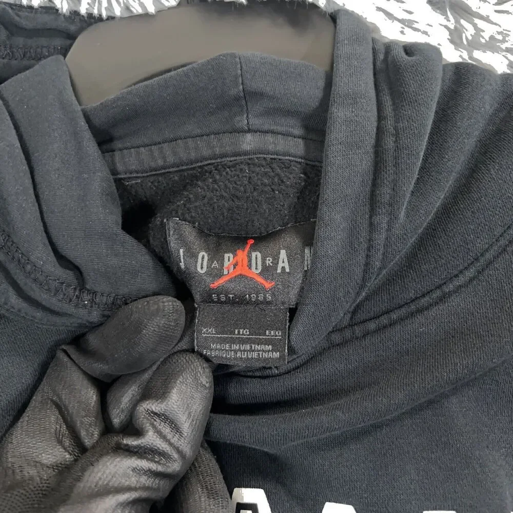 Jordan Adult Sweatshirt Mens XXL Black White Hoodie Center Graphic Pullover Mens